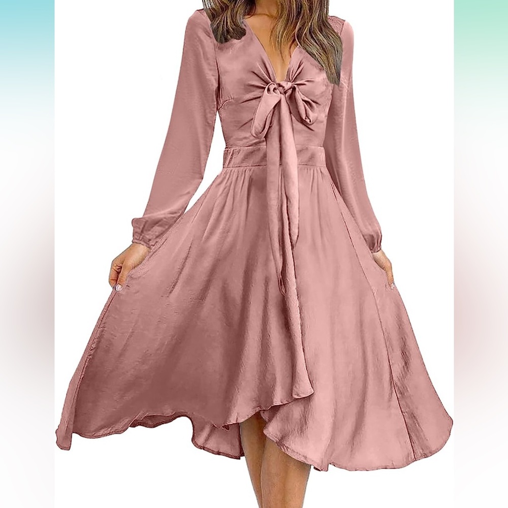 Elegant Satin Pink Dress